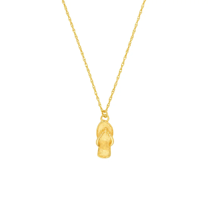 14K Yellow Gold Flip-Flop Pendant Necklace