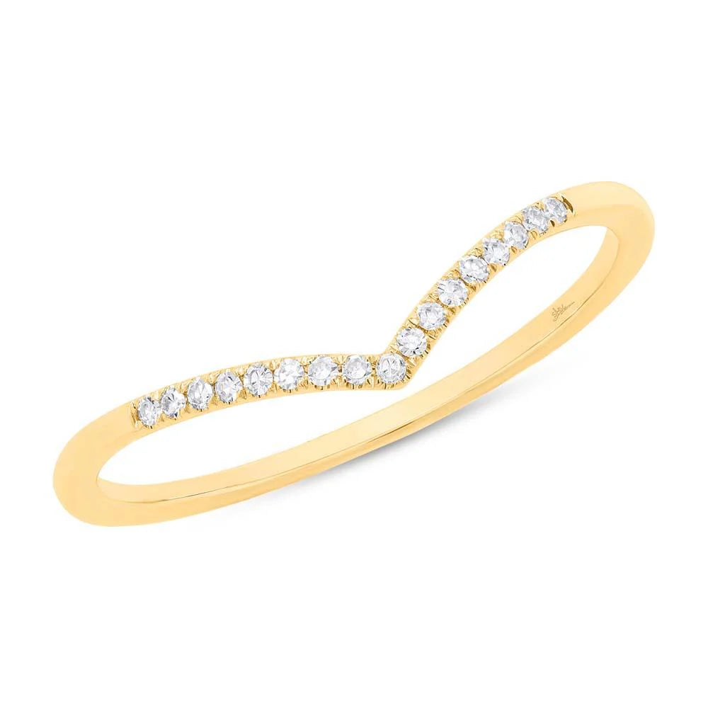 14K Gold 0.05 Carat Diamond V-Shape Contour Band