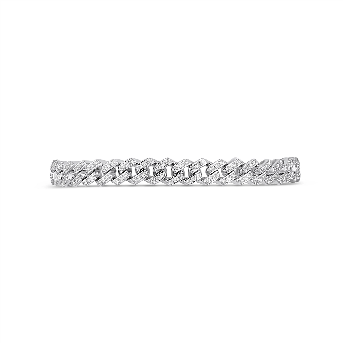 14K White Gold Diamond Chain Link Bracelet