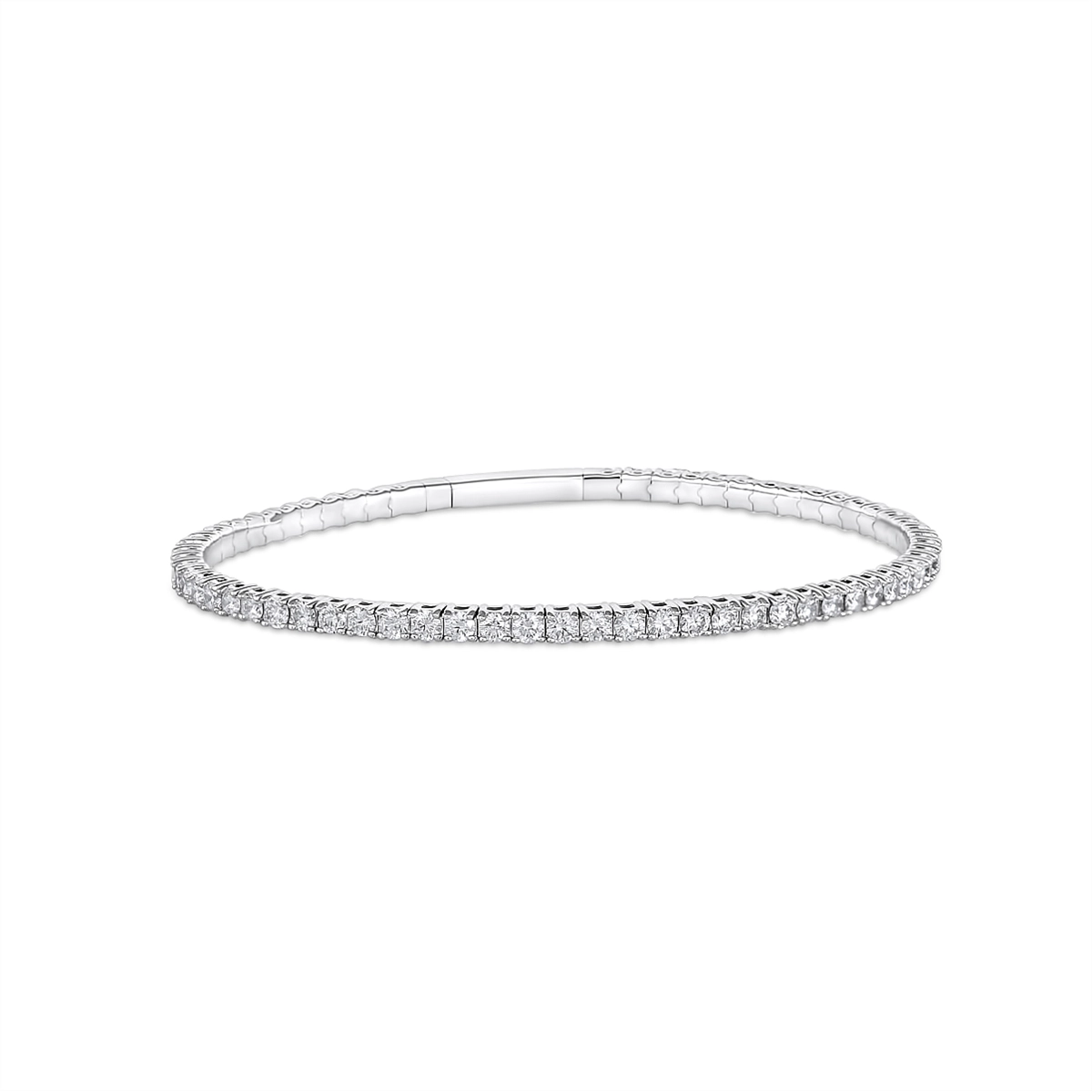 14K White Gold Diamond Clasped Bangle Bracelet