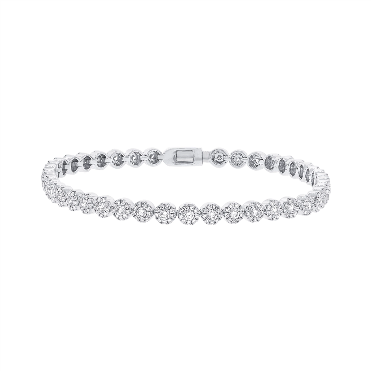 14K White Gold Diamond Cluster Bracelet