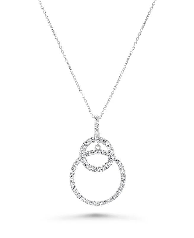 14K White Gold Round Shape Diamond Circle Pendant with a 14K White Gold Cable Link Necklace (xxxctw)