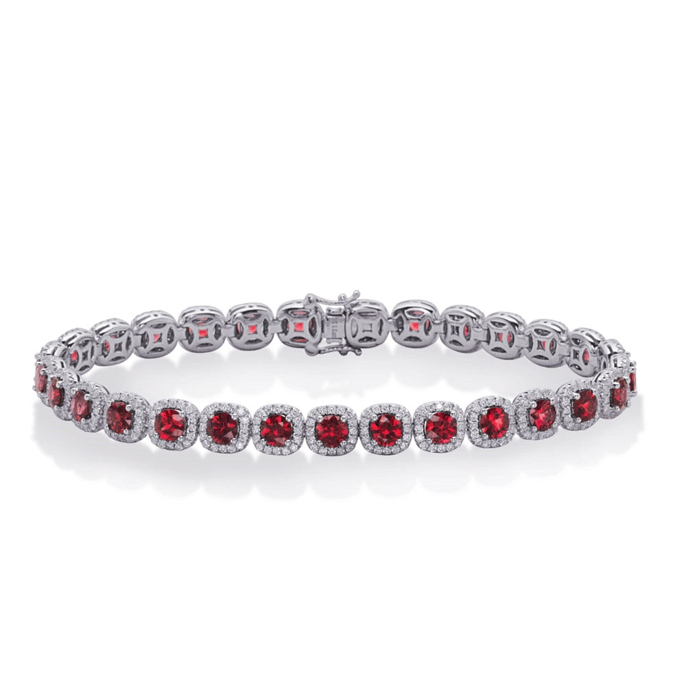 14K White Gold Ruby and Diamond Bracelet