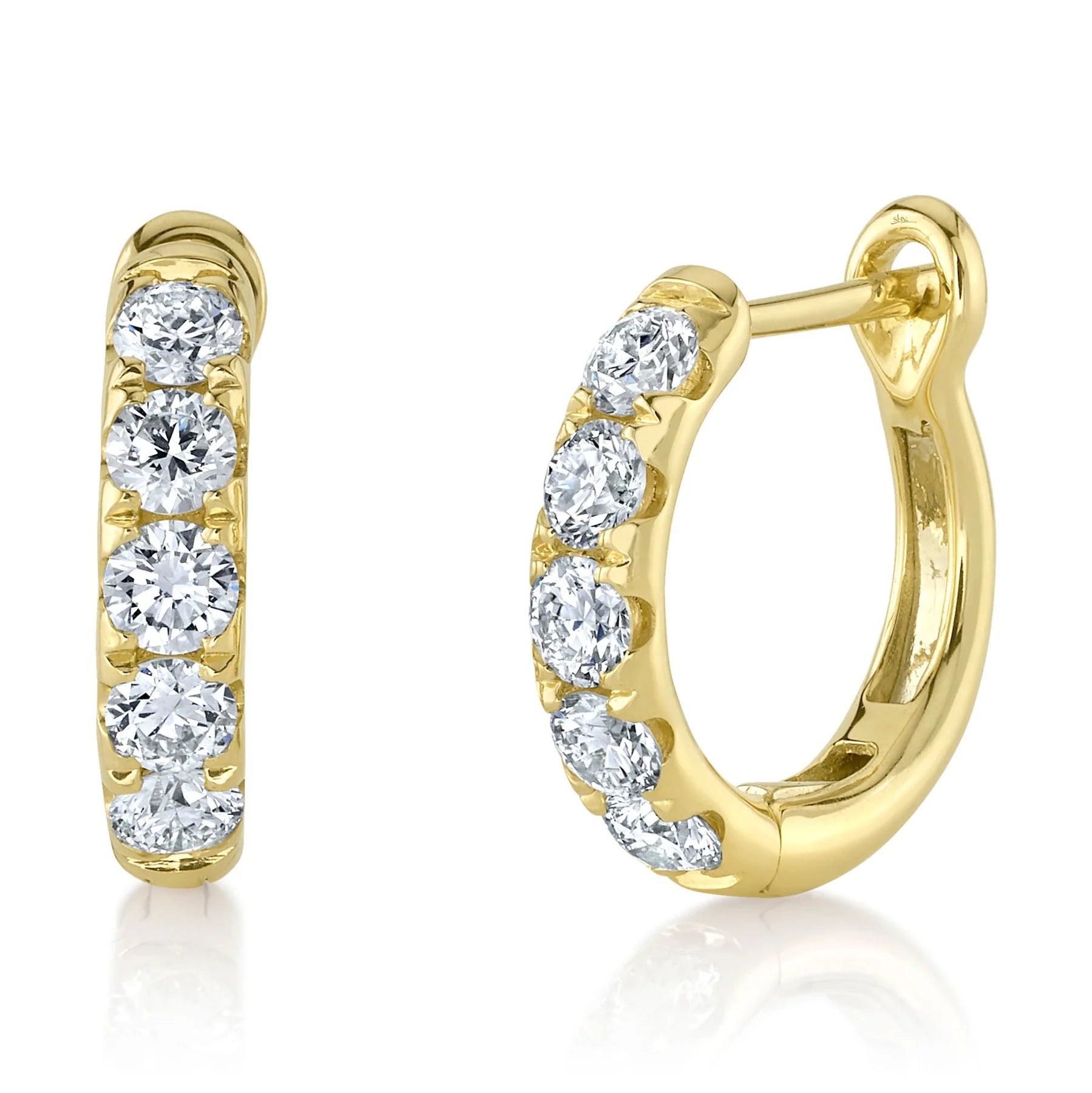 14K Gold 0.81 Carat Diamond Huggie Earring