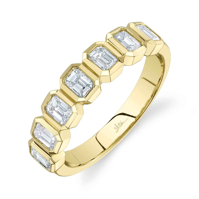 14K Yellow Gold 1.05 Carat Diamond Emerald Bezel Band