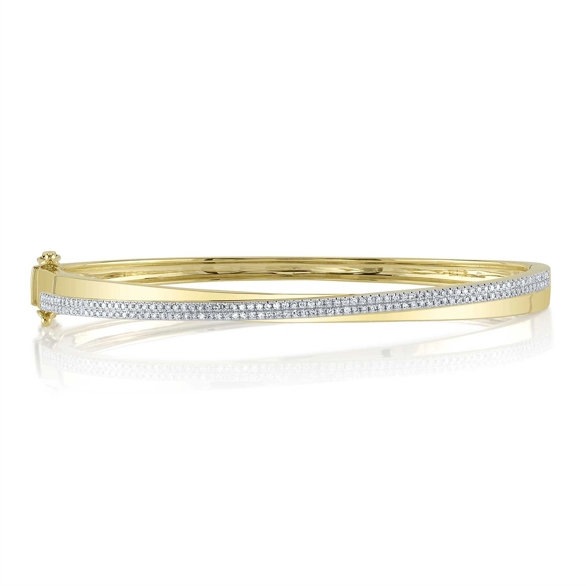 14K Yellow Gold Clasped Diamond Bangle Bracelet