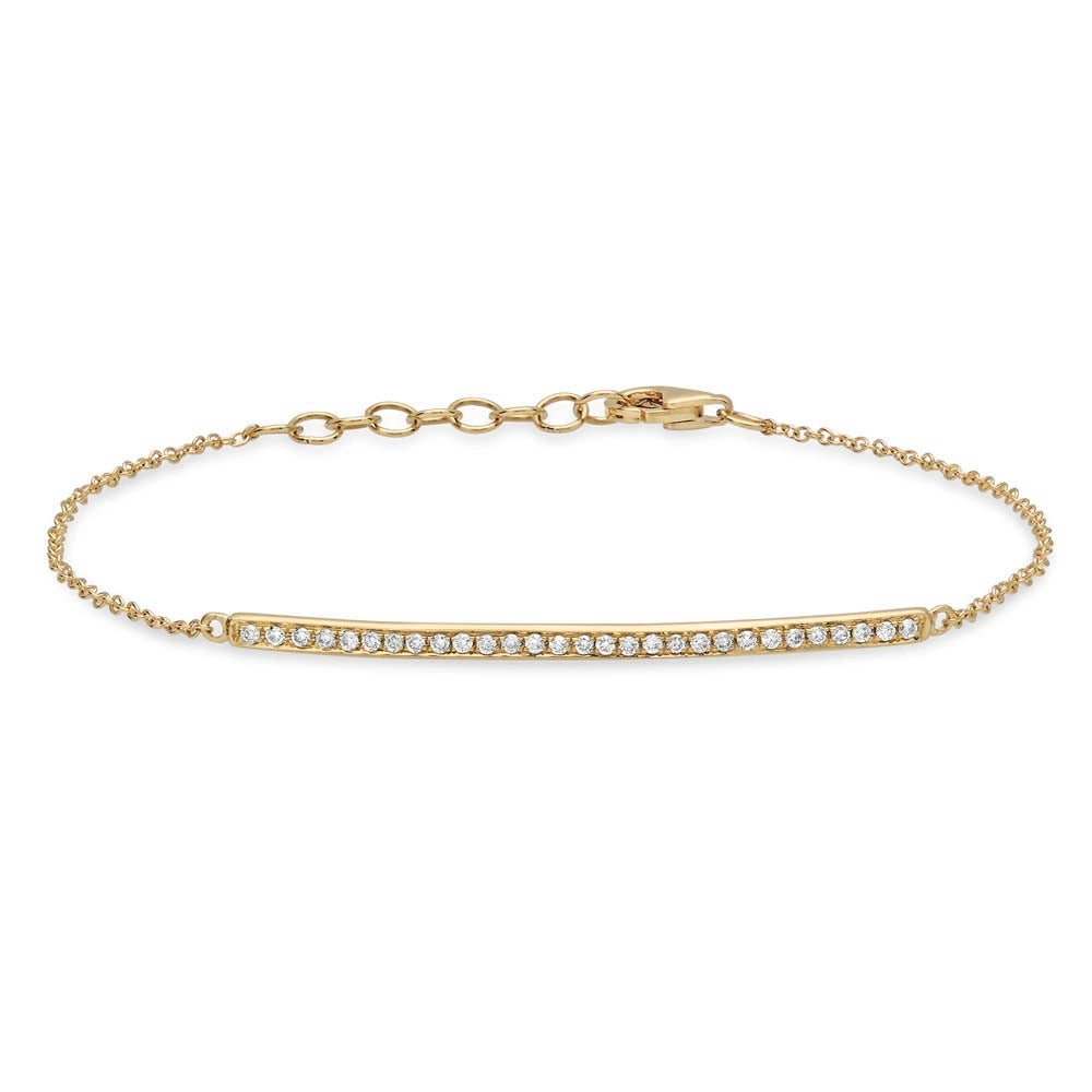 14K Yellow Gold Diamond Bar Bracelet