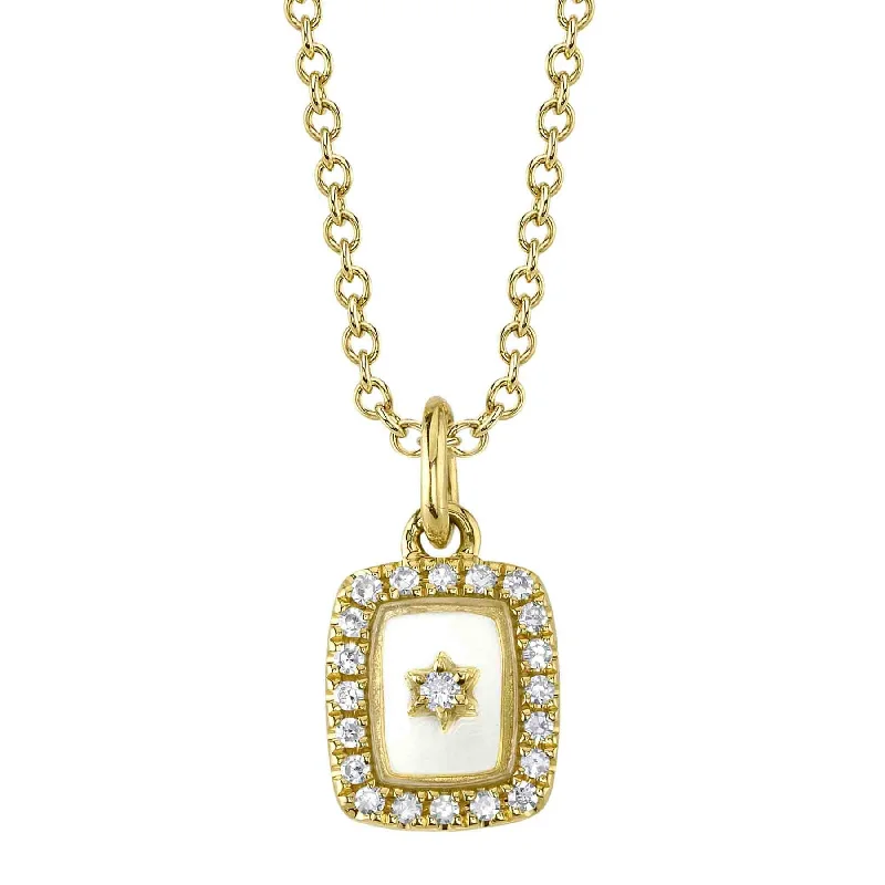 14K Yellow Gold Diamond Sapphire Glass Star Pendant Necklace