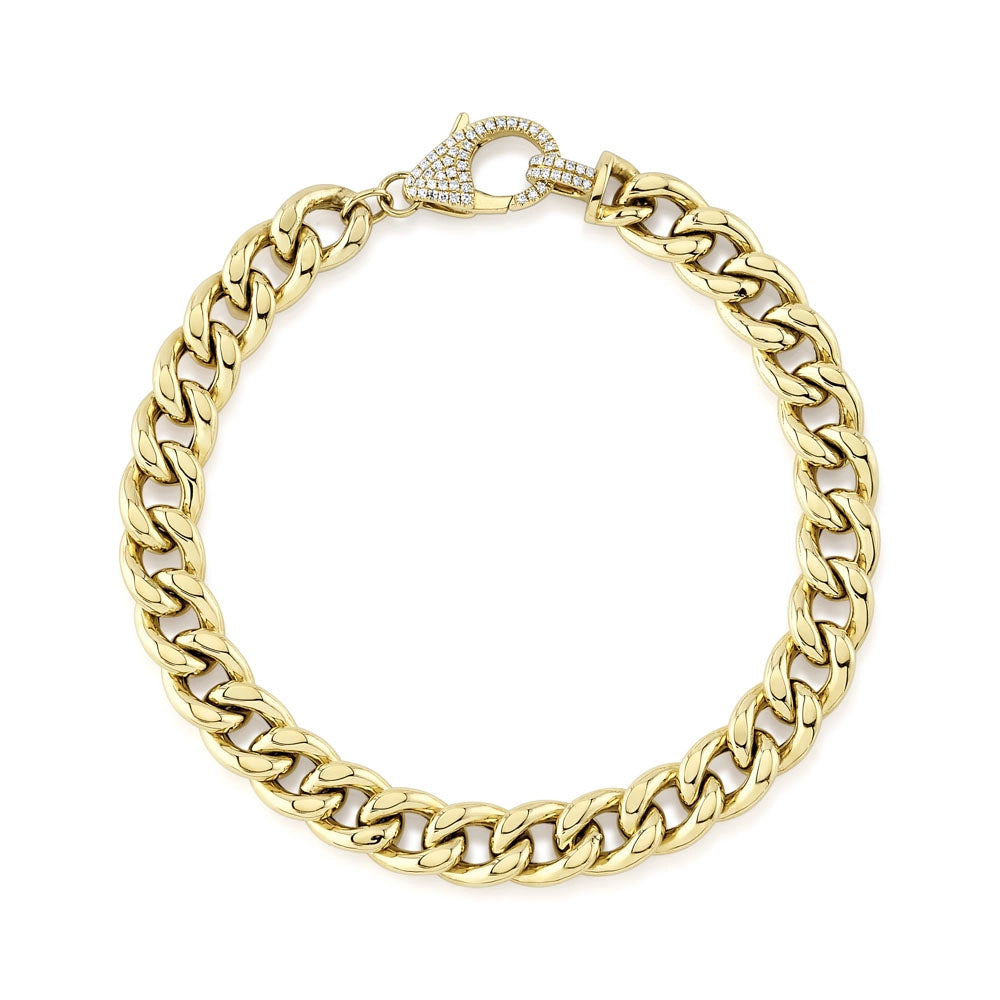 14K Yellow Gold Link Bracelet with Diamond Lobster Clasp