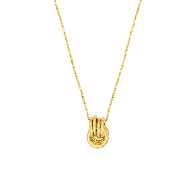 14K Yellow Gold Love Knot Cable Pendant