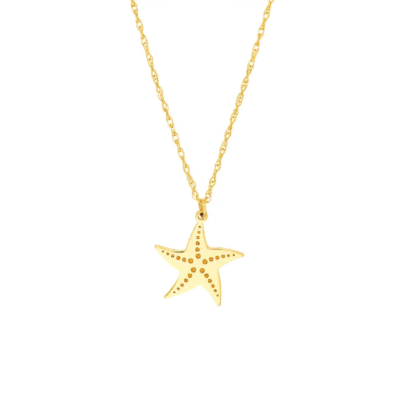 14K Yellow Gold Starfish Pendant Necklace