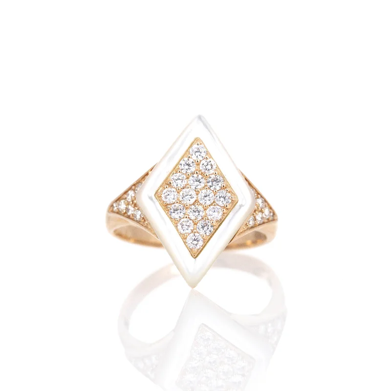 18K Rose Gold Diamond Mother of Pearl Ring