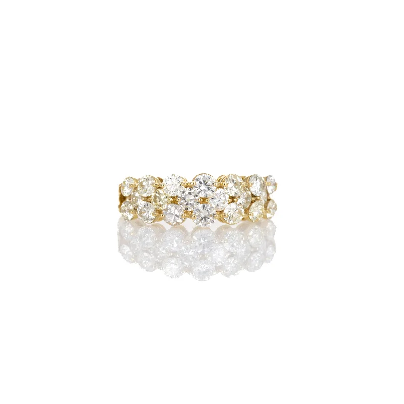 18K Yellow Gold 2 Carat Round Diamond Floating Pave Band