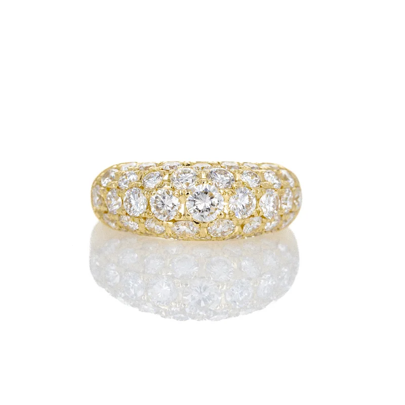 18K Yellow Gold 3.11 Carat Round Diamond Pave Dome Band