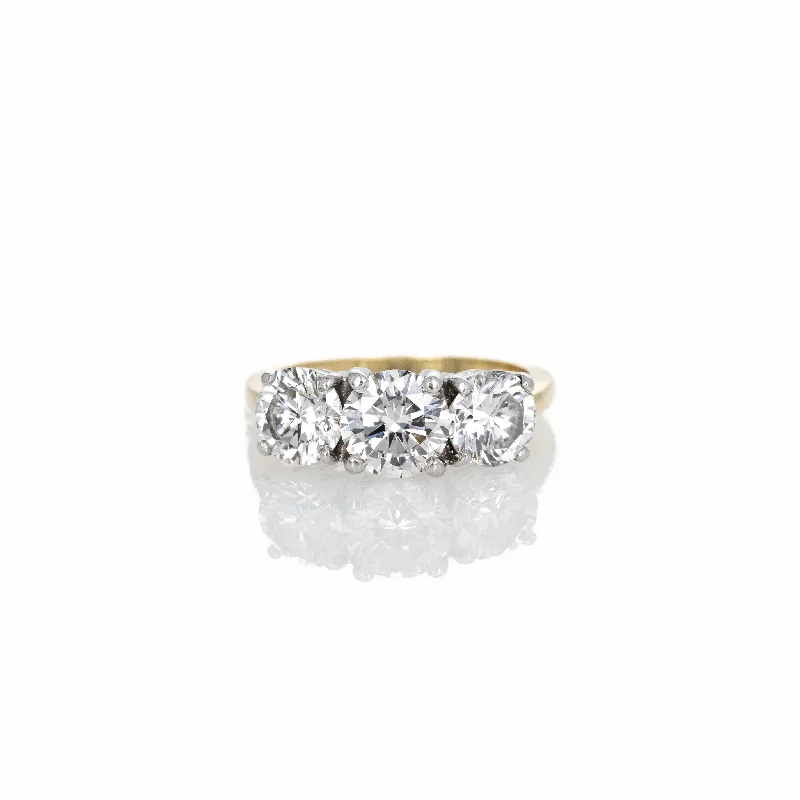 2.82 Carat Round Brilliant Diamond Three Stone Ring