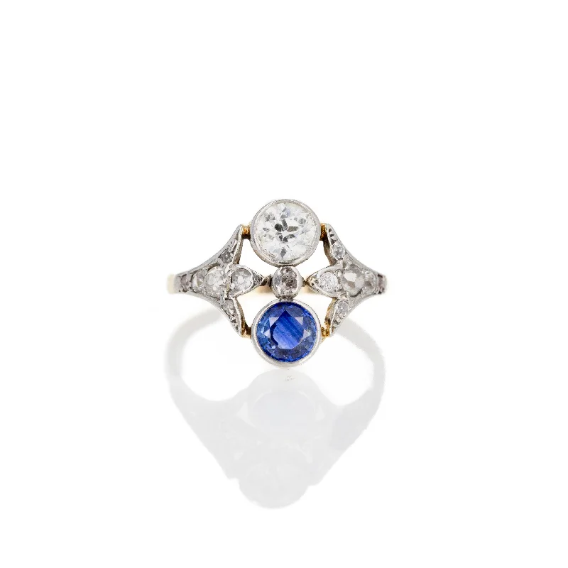 Antique Edwardian Sapphire & Diamond Toi Et Moi Ring