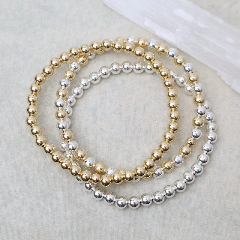 5mm Classic Ball Bracelet in Silver, Gold, or Two Tone