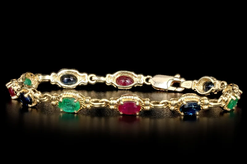 Modern 14K Yellow Gold 5.1 Carat Multi Gemstone Bracelet