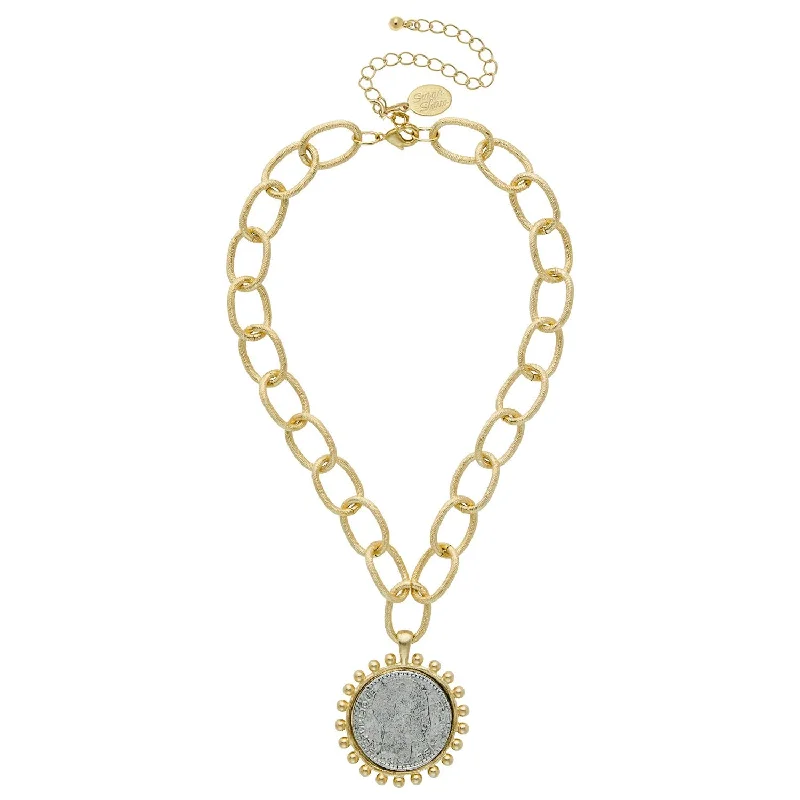 Dotted Coin Pendant Necklace