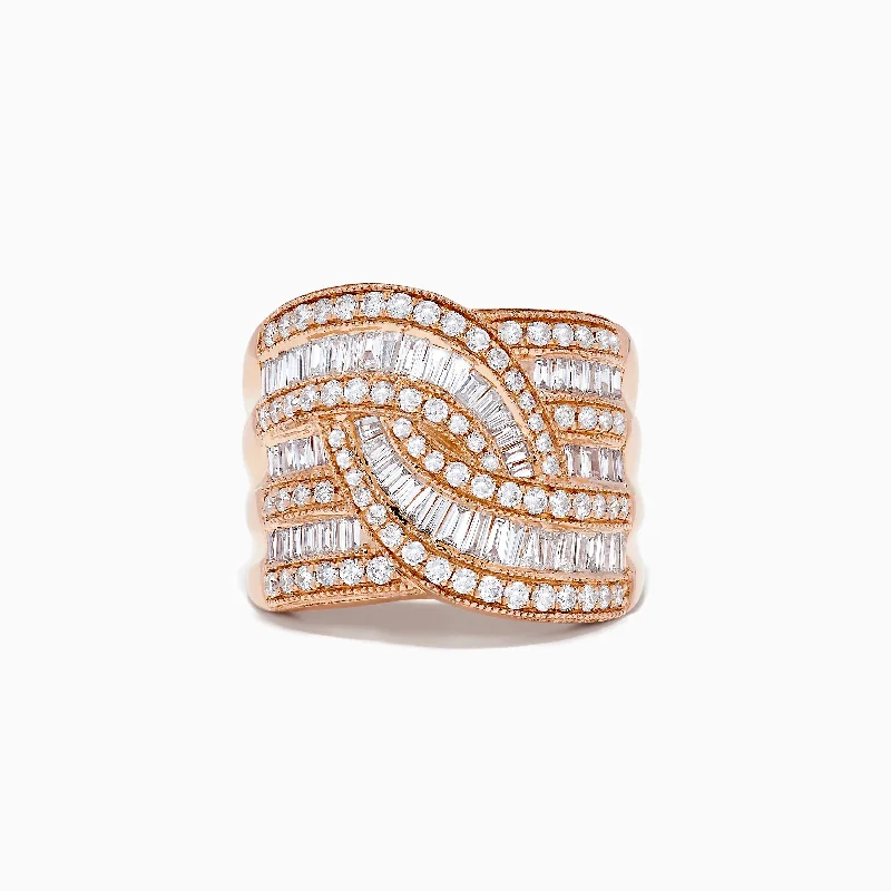 14K Rose Gold Diamond Crossover Ring