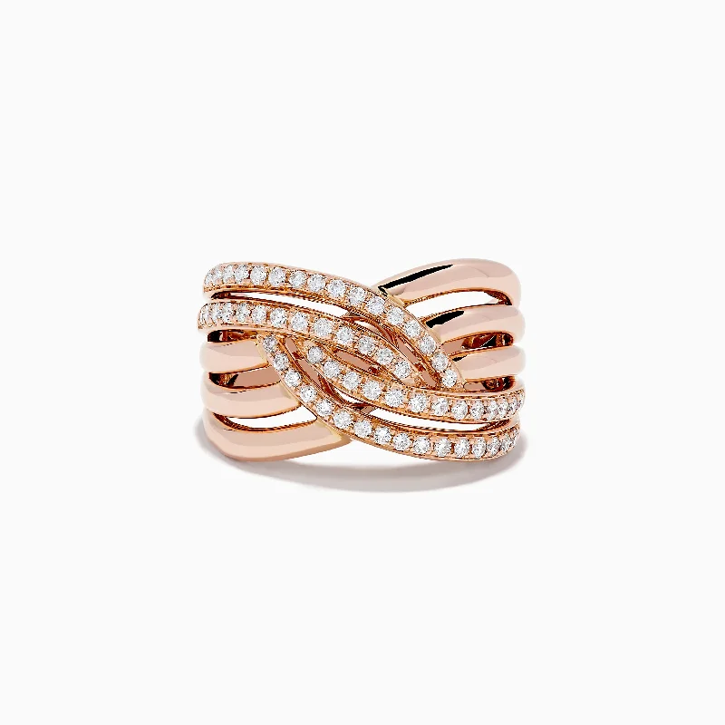 14K Rose Gold Diamond Crossover Ring