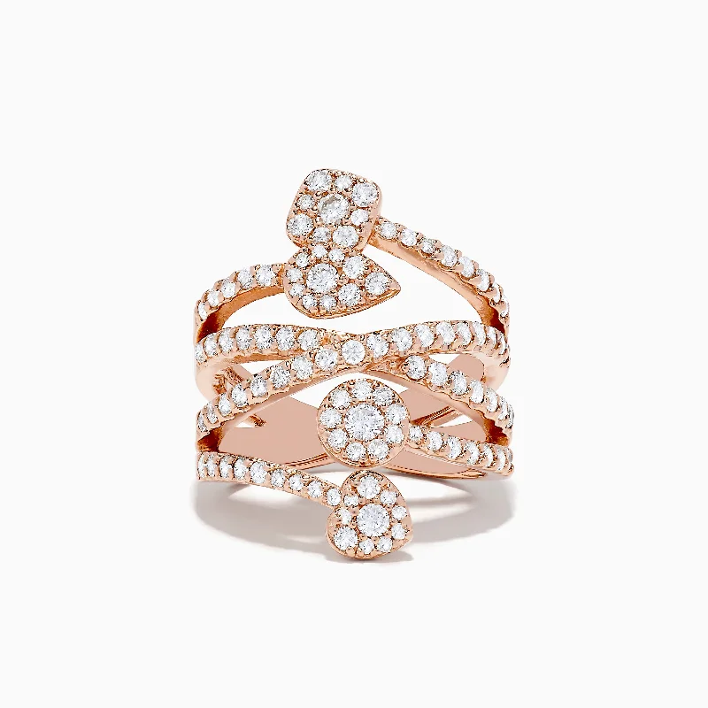 14K Rose Gold Diamond Crossover Ring