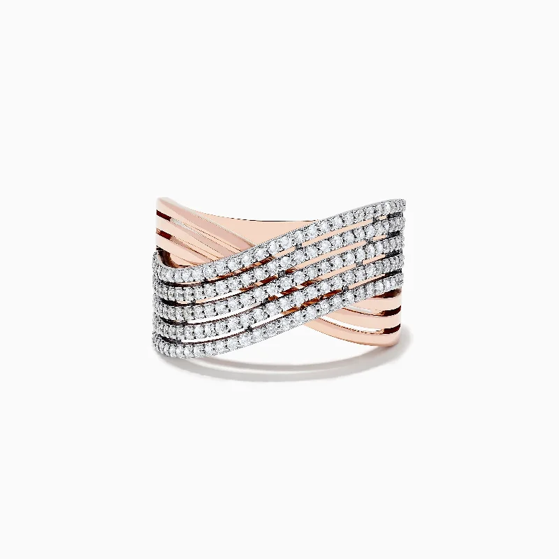 14K Two-Tone Gold Diamond Crossover Ring