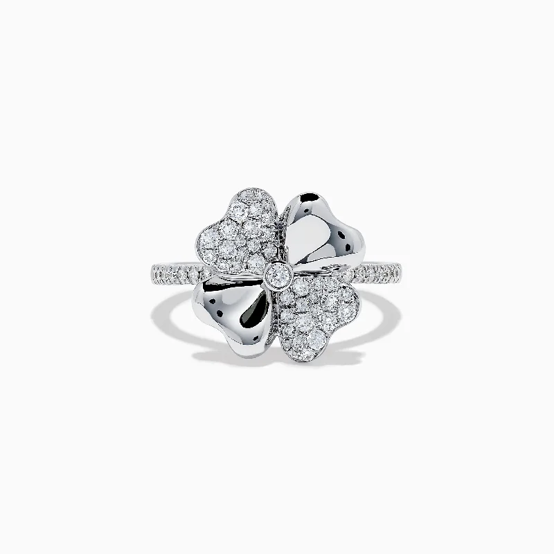 14K White Gold Diamond Flower Ring