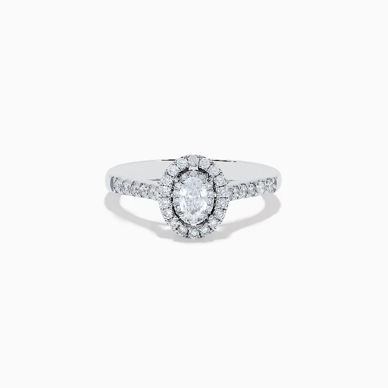 14K White Gold Diamond Oval Ring