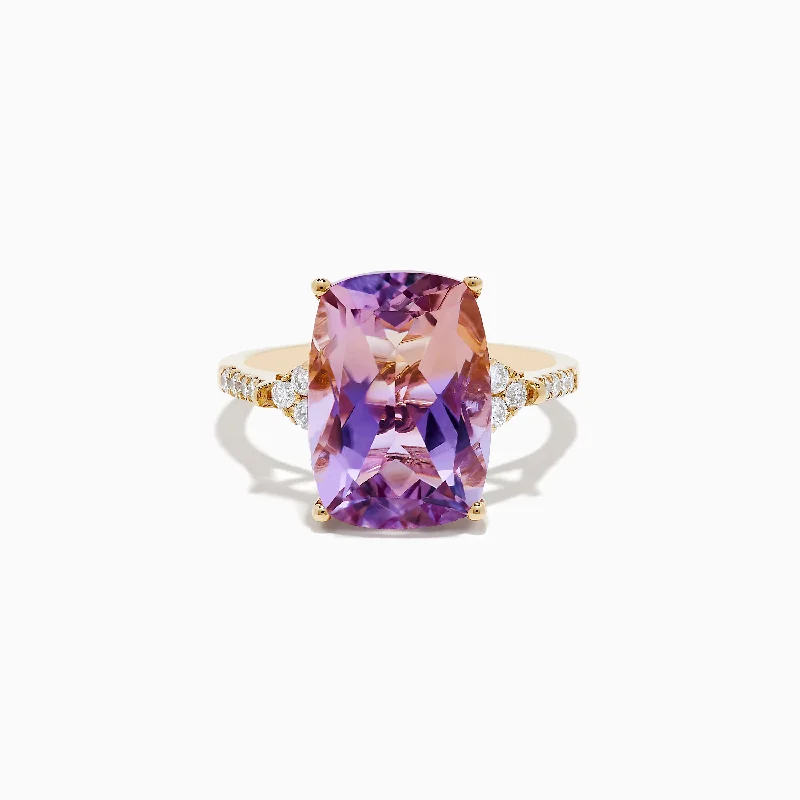 14K Yellow Gold Ametrine and Diamond Ring