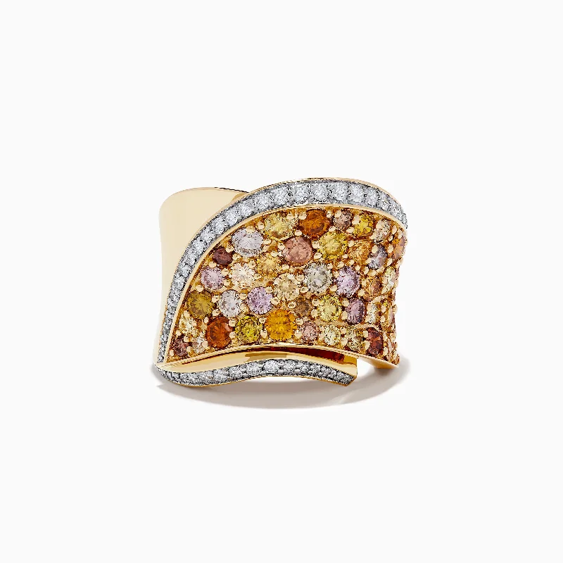 14K Yellow Gold Multi Color Diamond Ring