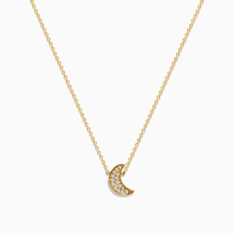 925 Gold Plated Sterling Silver Diamond Crescent Moon Pendant