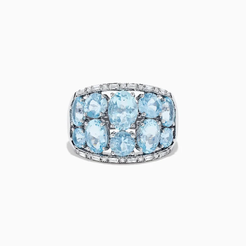 Aquarius 14k White Gold Aquamarine and Diamond Ring