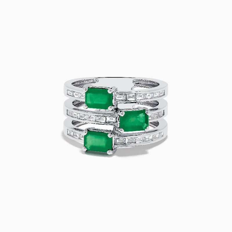 Brasilica 14K White Gold Emerald and Diamond Ring