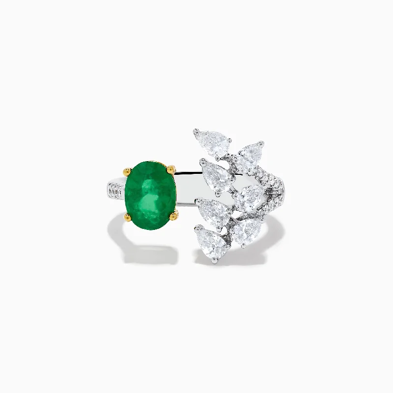 Brasilica 14K White Gold Emerald and Diamond Ring