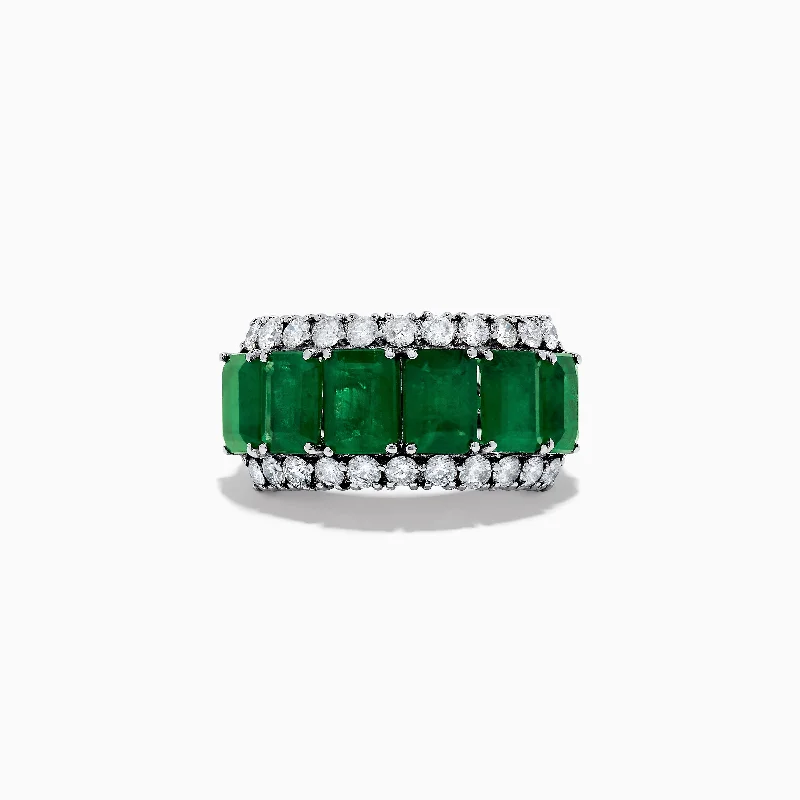 Brasilica 14K White Gold Emerald and Diamond Ring