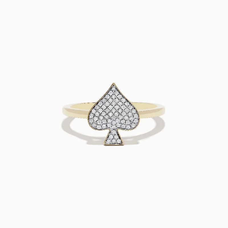 Casino 14K Yellow Gold Diamond Spade Suit Ring