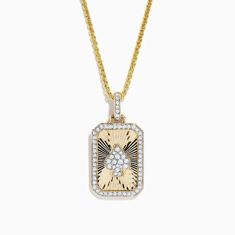 Casino Men's 14K Yellow Gold Diamond Spade Suit Pendant