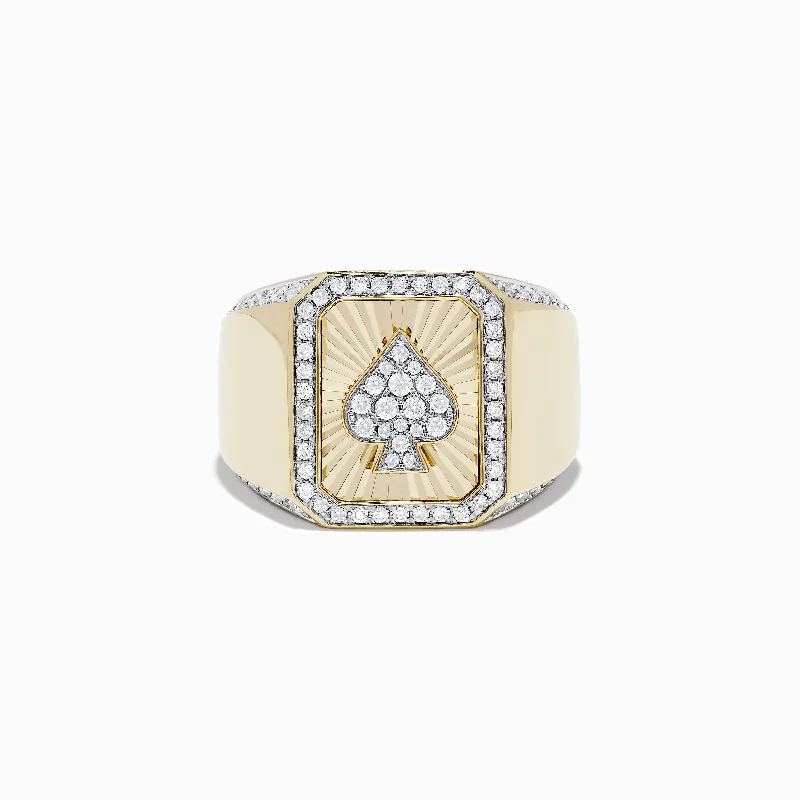 Casino Men's 14K Yellow Gold Diamond Spade Suit Ring