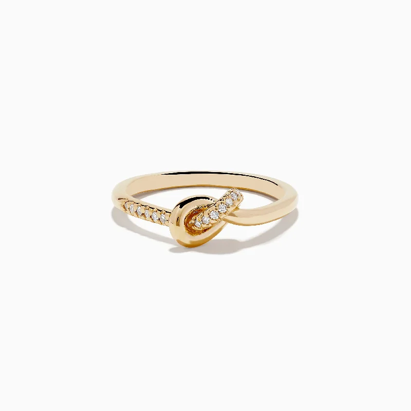 D'oro 14K Yellow Gold Diamond Knot Ring