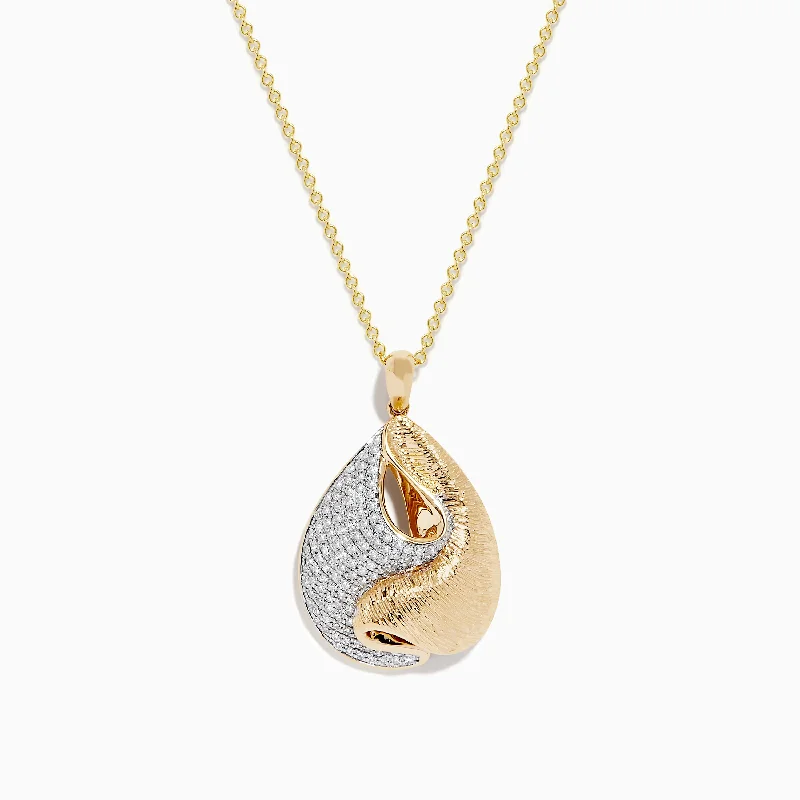 D'oro 14K Yellow Gold Diamond Pendant