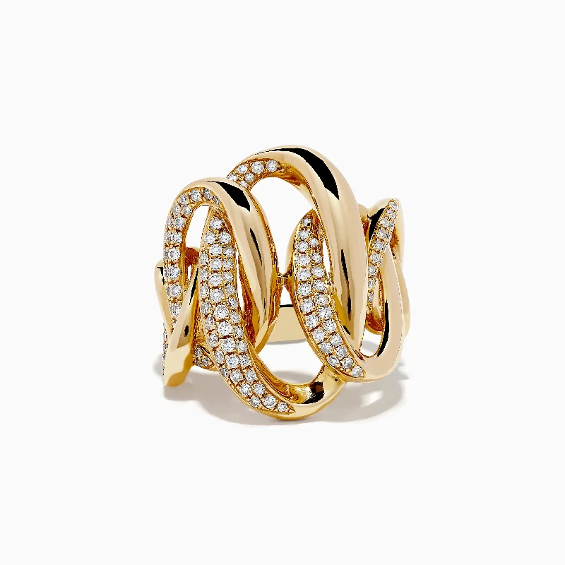 D'Oro 14k Yellow Gold Diamond Statement Ring