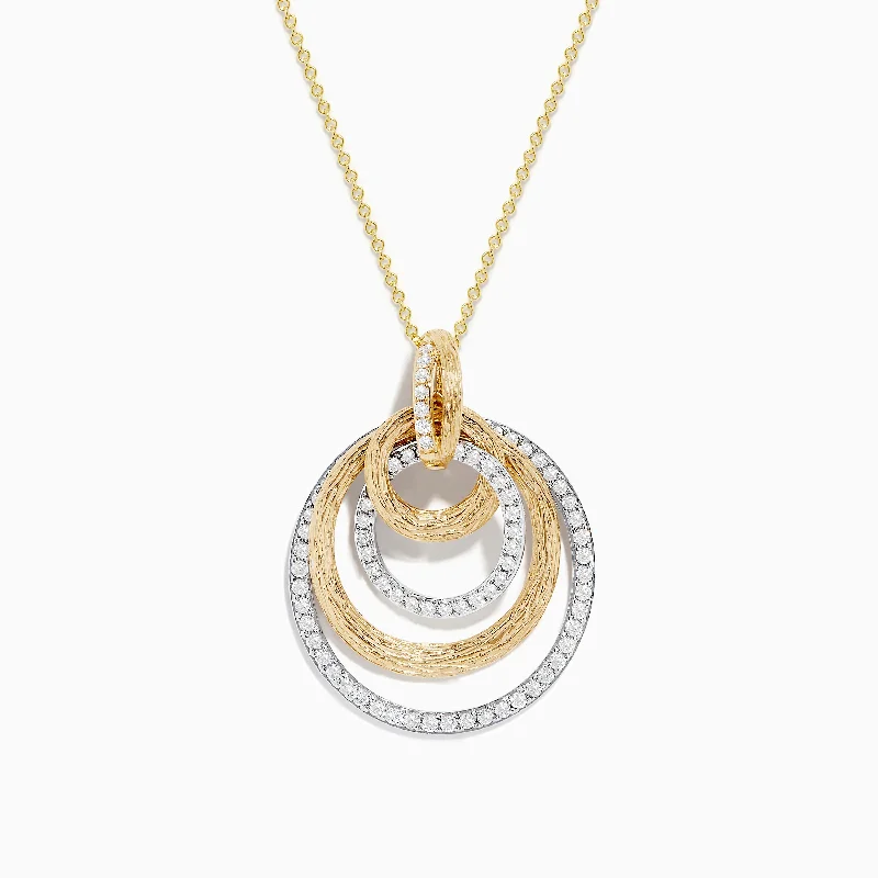 Duo 14K Two-Tone Gold Diamond Crossover Pendant