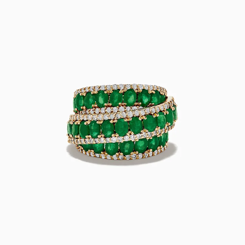 Limited Edition 14K Yellow Gold Emerald and Diamond Cocktail Ring 7.14 TCW