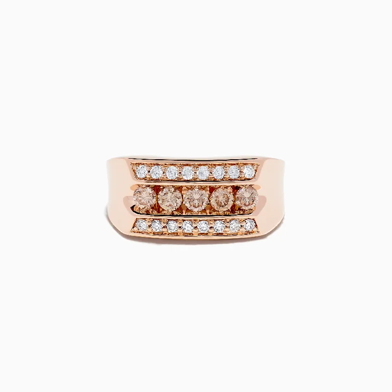 Men's 14K Rose Gold Espresso and White Diamond Ring