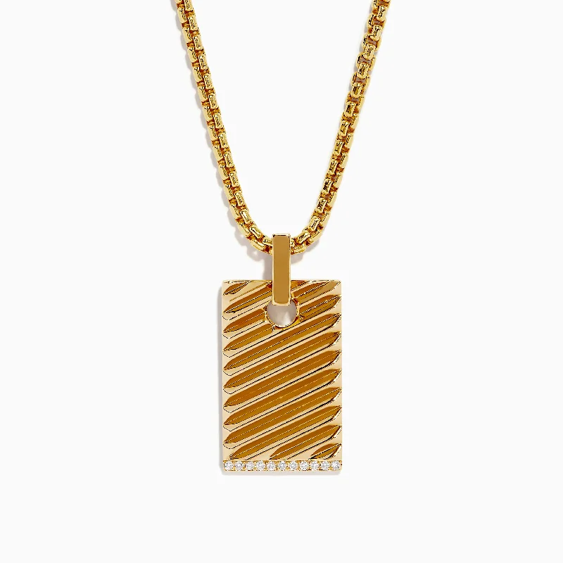 Men's 14K Yellow Gold Diamond Pendant