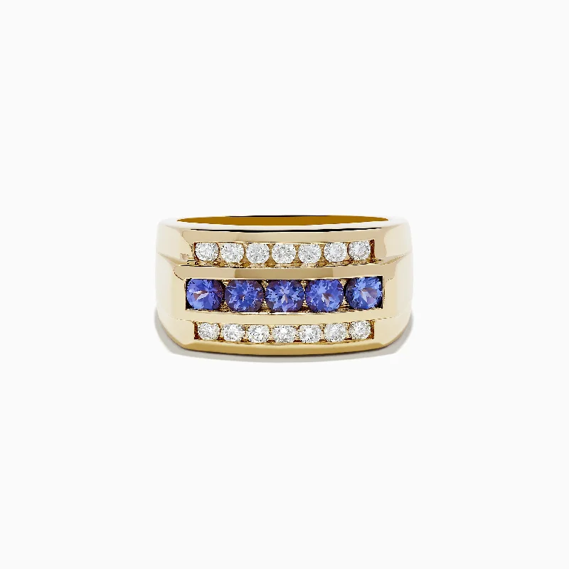 Men's 14K Yellow Gold Tanzanite and Diamond Ring