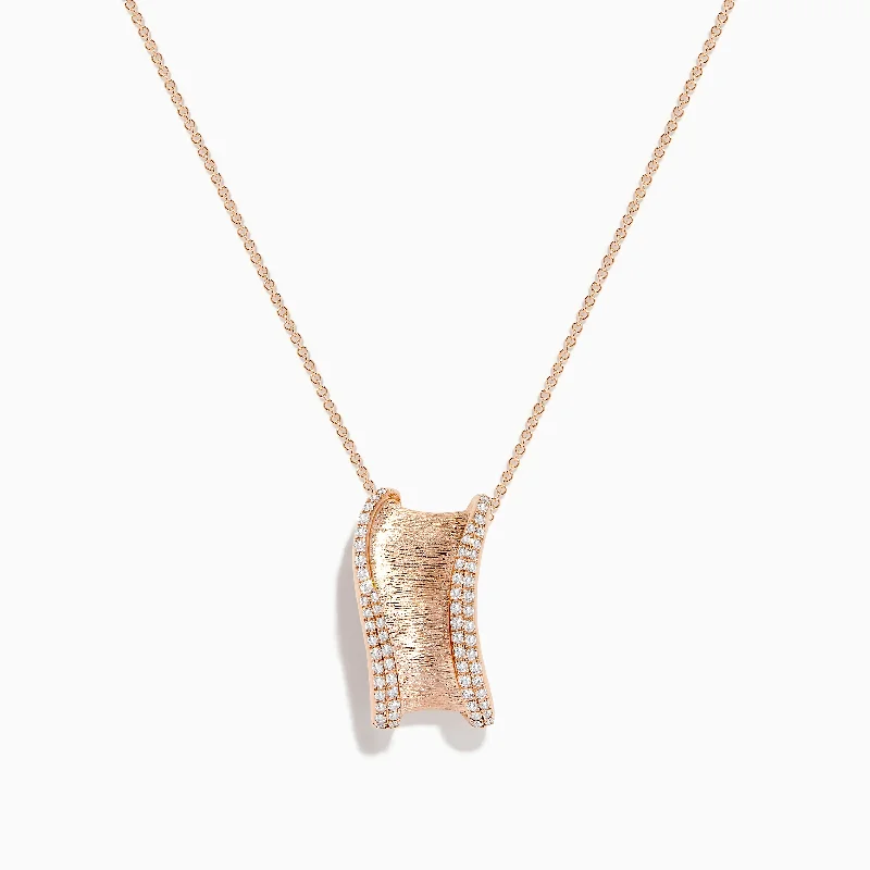 Pave Rose 14k Textured Rose Gold Diamond Pendant