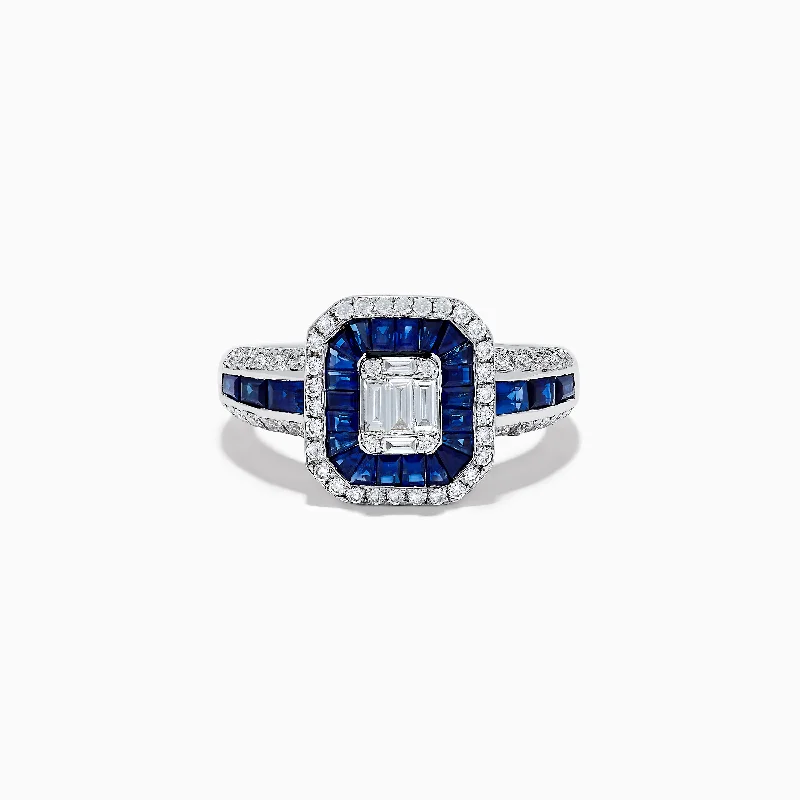 Royale Bleu 14k White Gold Blue Sapphire and Diamond Ring