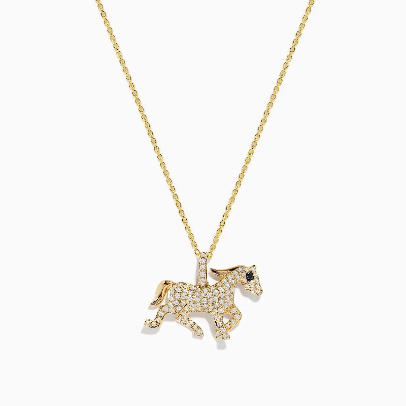 Safari 14K Yellow Gold and Diamond Horse Pendant